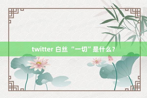 twitter 白丝 “一切”是什么？